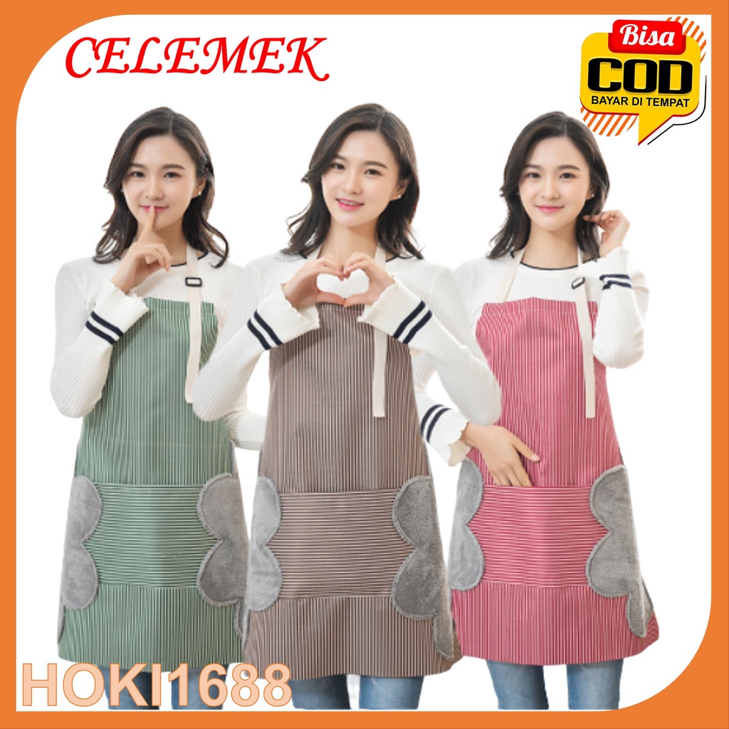 Celemek Masak Apron Dapur Anti Air Minyak bisa Lap Tangan PREMIUM CHANNEL