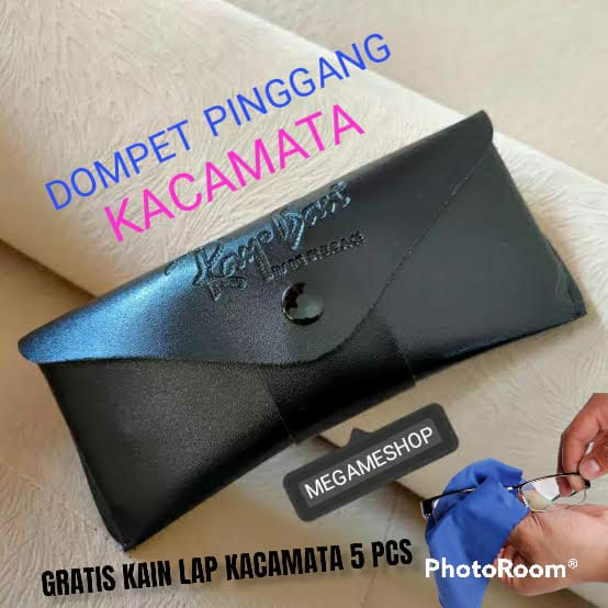 DIJAMIN &amp; PUASS- Dompet Pinggang tempat Kacamata Gratis 2 Pcs Kain Lap Kacamata/ Flanel /dompet kacamata gaya pria/Kotak /Dompet / sarung tempat kaca mata selip ikat pinggang hitam / box kotak murah bisa untuk saat naik sepeda motor dan mobil