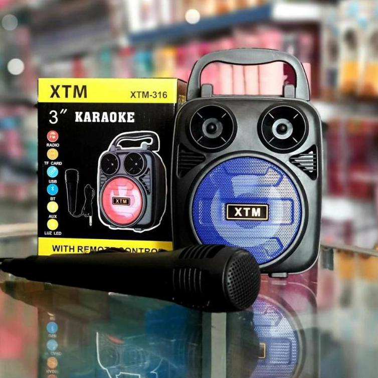 ➽ XTM 316 Speaker Bluetooth Speaker Mic Karaoke Wireless Portable Music Karaoke XTM-316 ✰