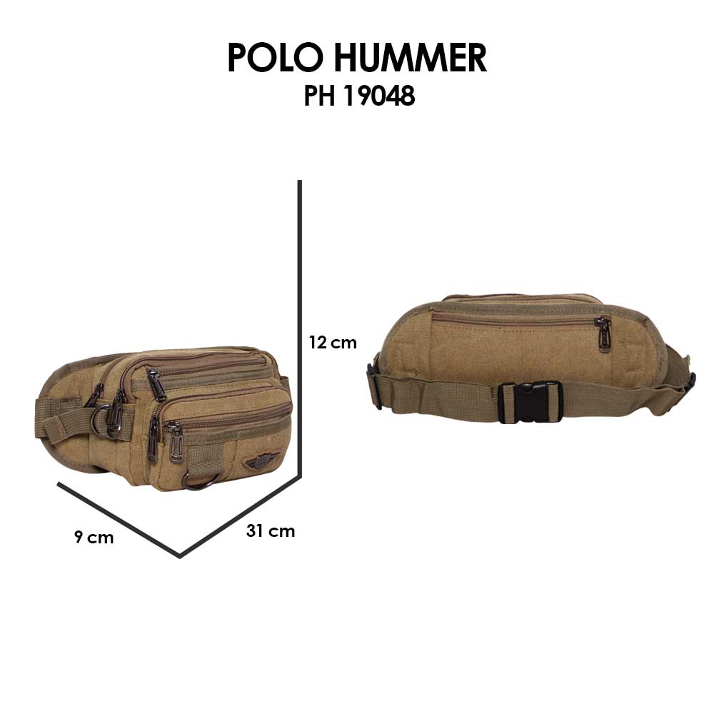 Tas Pinggang Kanvas Pria Multifungsi Polo Hummer 19048 Waist bag Impor