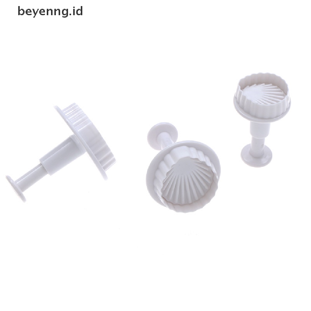 Beyen 3Pcs Shell Shape Plunger Cutter Fondant Alat Dekorasi Kue Cetakan Kue SugarCraft ID