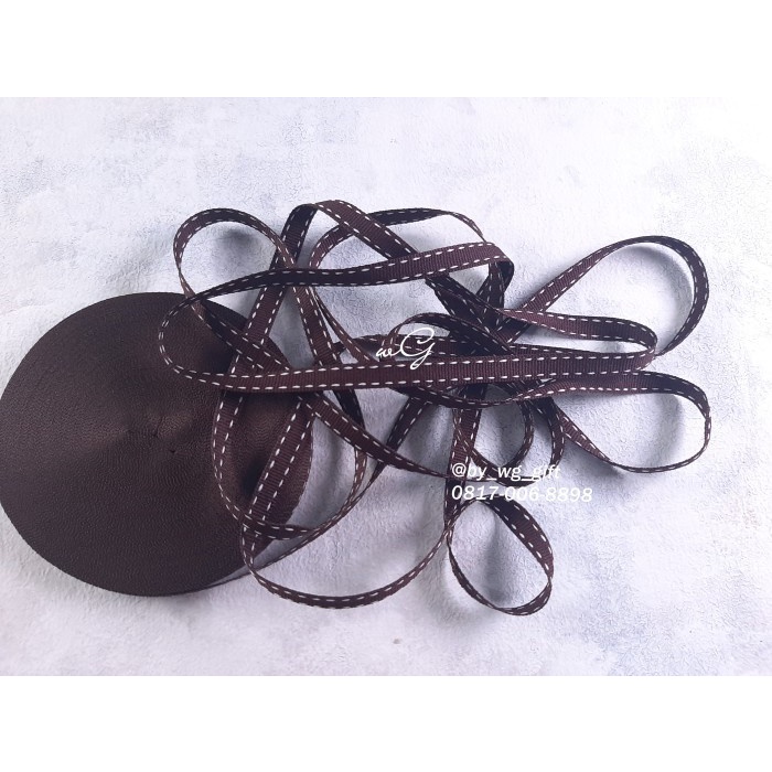 

AIM24- Pita Grossgrain - Pinggir Jahit; Lebar 1 cm; Panjang 28.5 yard - Coklat Tua