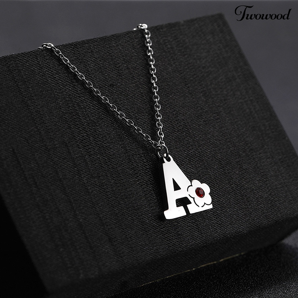 Twowood Alphabet Necklace Desain Sederhana Semua Pertandingan Friendly Dengan Kulit Bebas Alergi Mudah Dipakai Hias Bahan Titanium Steel Unisex A-Z Huruf Kapital Liontin Kalung Hadiah Untuk Pria