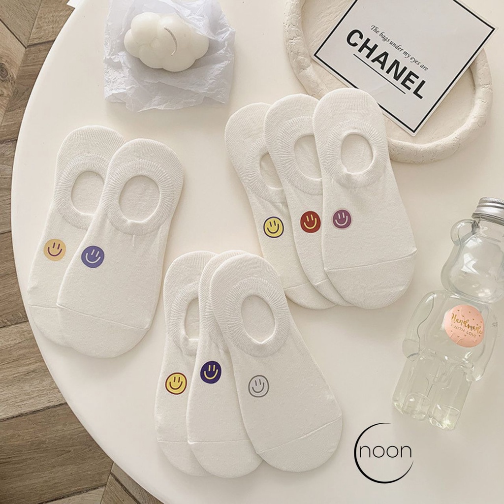 NOON (예이 / yay ) Kaos Kaki Wanita Korea Dewasa Sneakers Sekolah SMA Kerja Kantor Kuliah Pendek Semata Kaki Ankle Socks Motif Lucu Imut Import Converse Vans Keds Putih Sniker Snikers Impor Murah