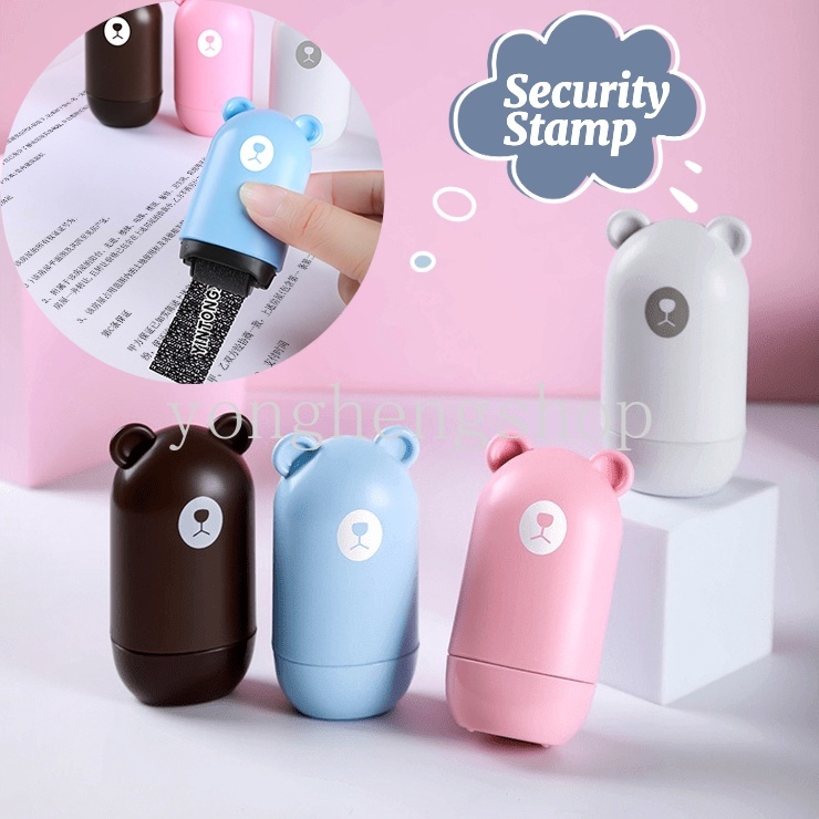 Stempel Roller Portable Bentuk Beruang Lucu Dengan Tali Untuk Menjaga Pribadi