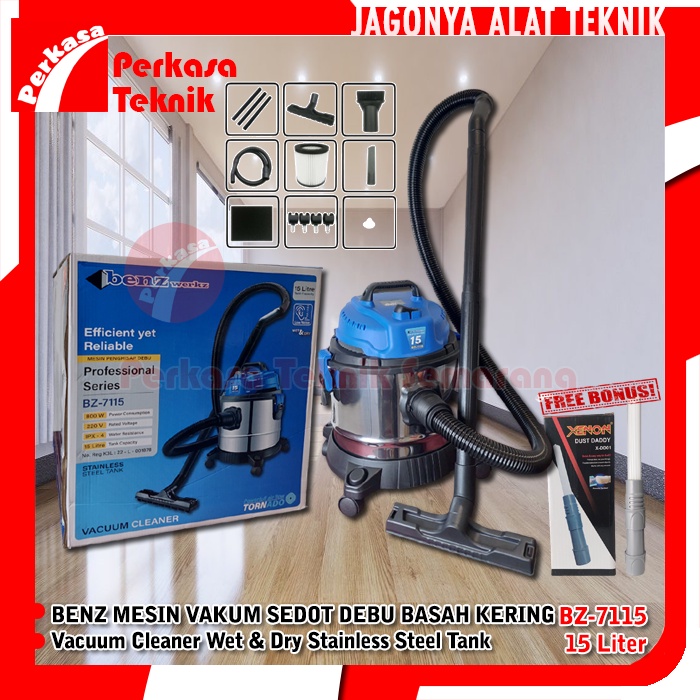 Vacuum Cleaner Wet Dry 15L BENZ BZ7115 Sedot Debu Basah Kering HEPA