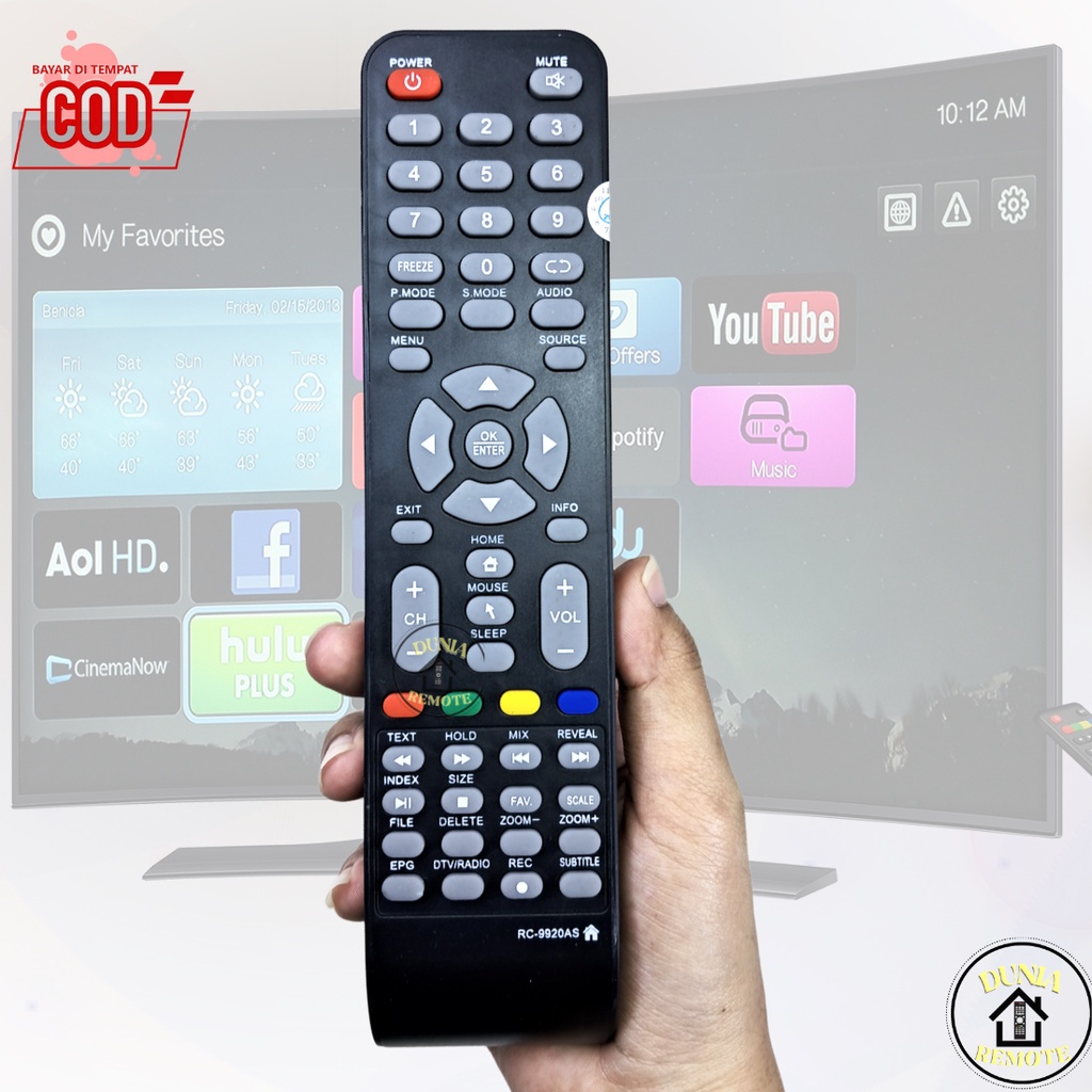 Remot Remote Smart Tv Akari Type RC-9920AS Led/Lcd No Voice Commandd