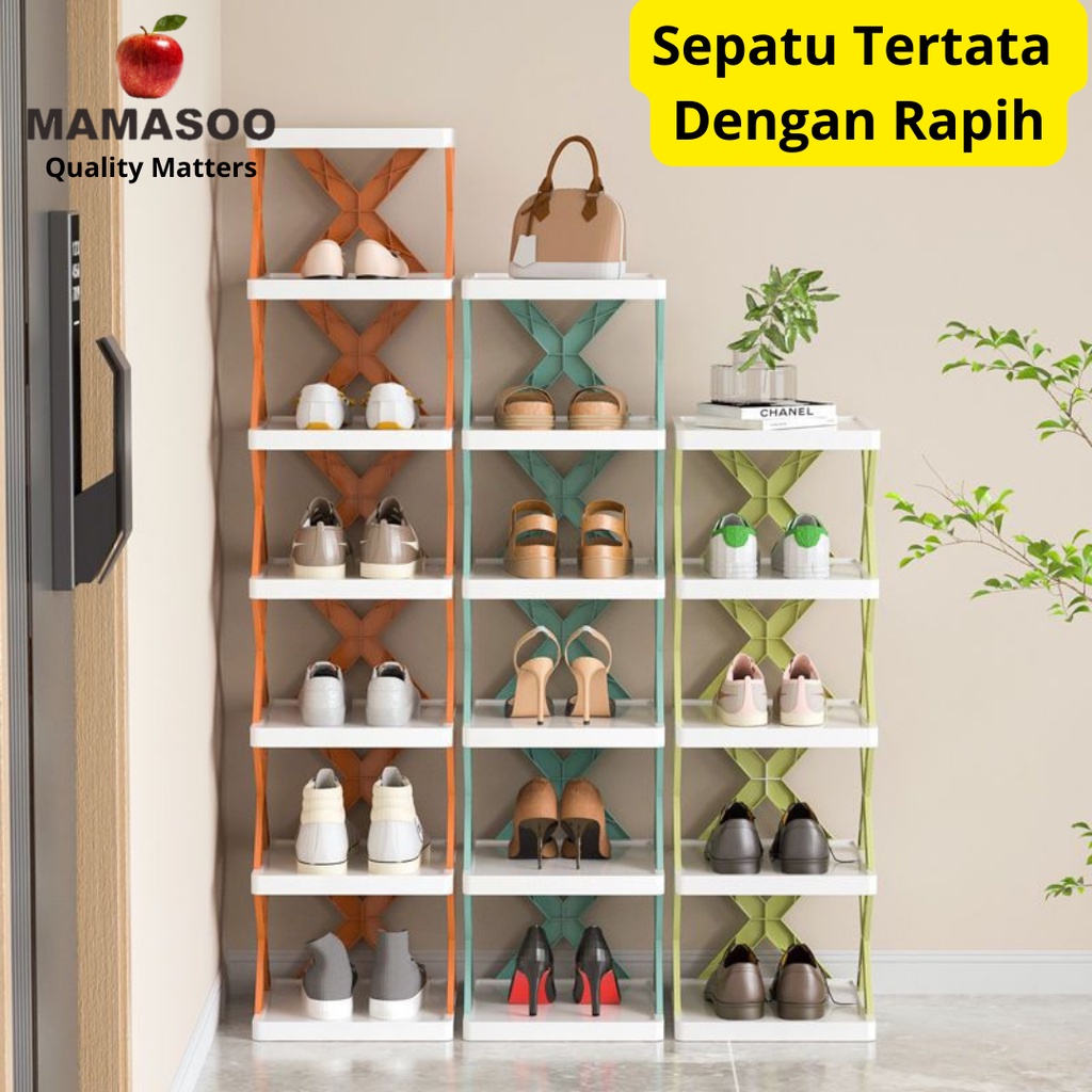 Rak Susun Sepatu Dan Sandal Serbaguna Bahan Plastik Model Silang Portable Aestetic