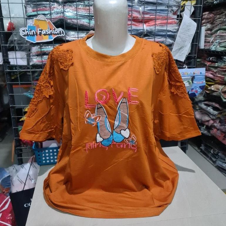 Terbaru Kaos Lengan Pendek Import Jumbo XXXL Tiramisu Aplikasi Bordir