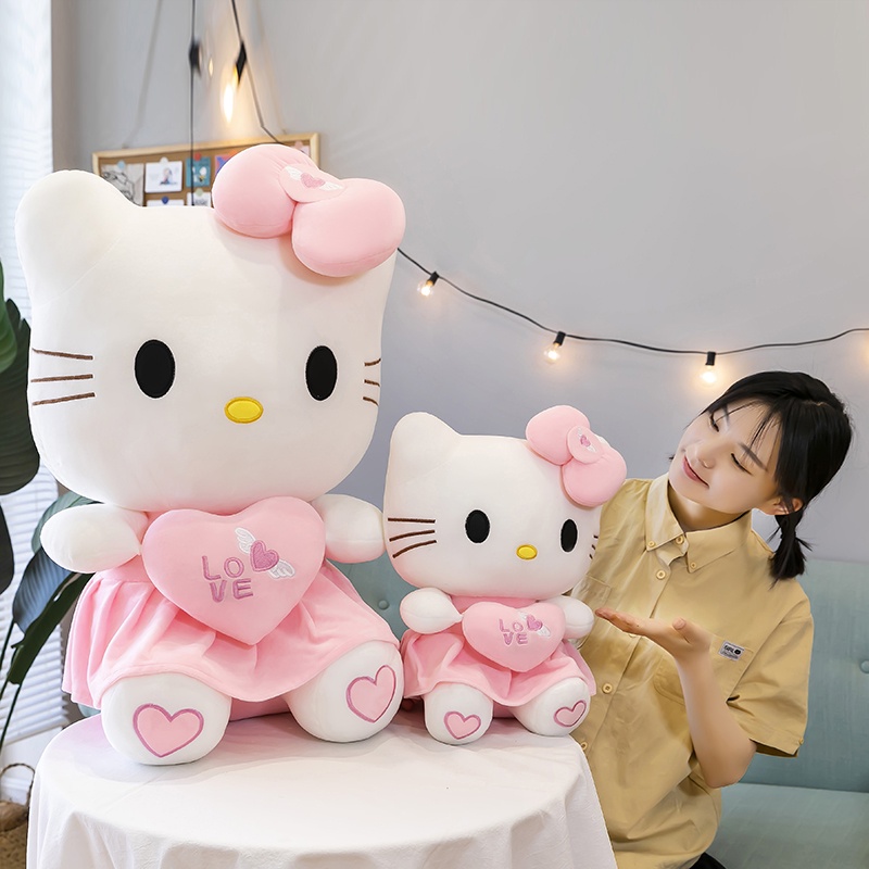 Hello Kitty Kawaii Mainan Mewah Hewan Hati Boneka Plushie Lucu Sanrio Anime Sofa Boneka Bantal Dekorasi Kamar