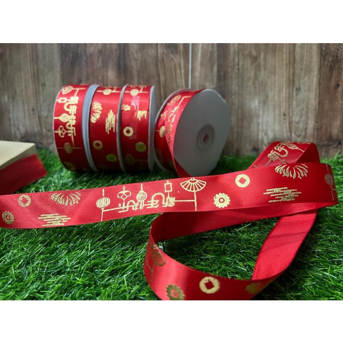 

Pita Merah Gold Imlek / Chinese New Year / Sincia 2021 per roll - kipas