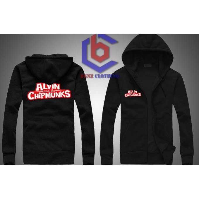 Jaket Hoodie Sweater Alvin And The Chipmunks 2 Outerwear Pria Wanita Zipper Resleting Depan Polos Sa
