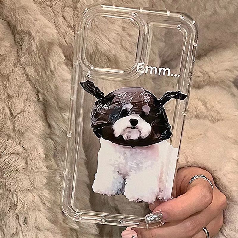 IPHONE Casing Ponsel Lembut Anjing Lucu Kompatibel Untuk Iphone14 13 11 12 Pro XS Max X Xr7 +8 Plus Casing Transparan TPU Silikon Shockproof Cover