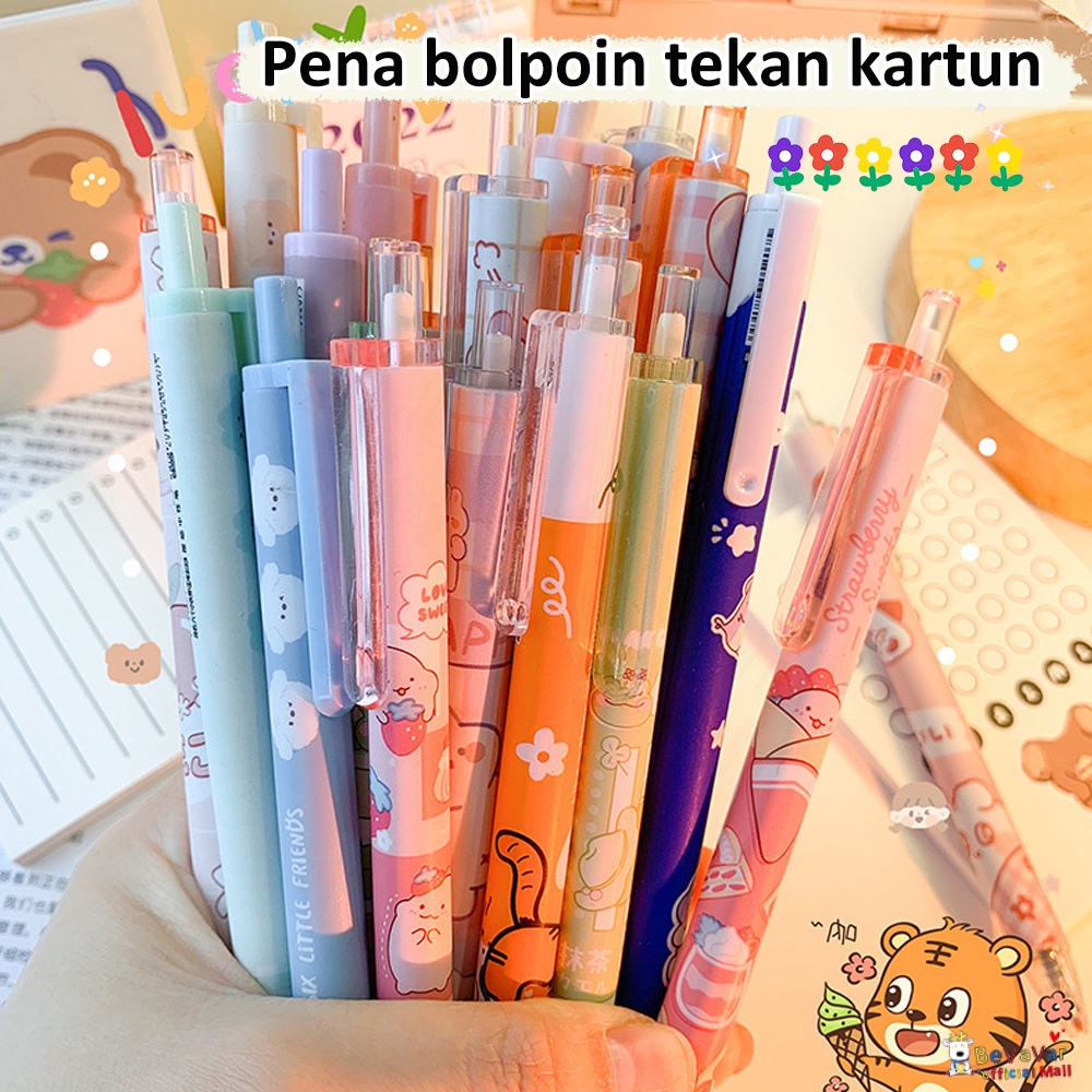 BEVAVAR 6Pcs Pen Gel Mekanik Karakter/Ballpoint Pelpen Gel Mekanik Lucu