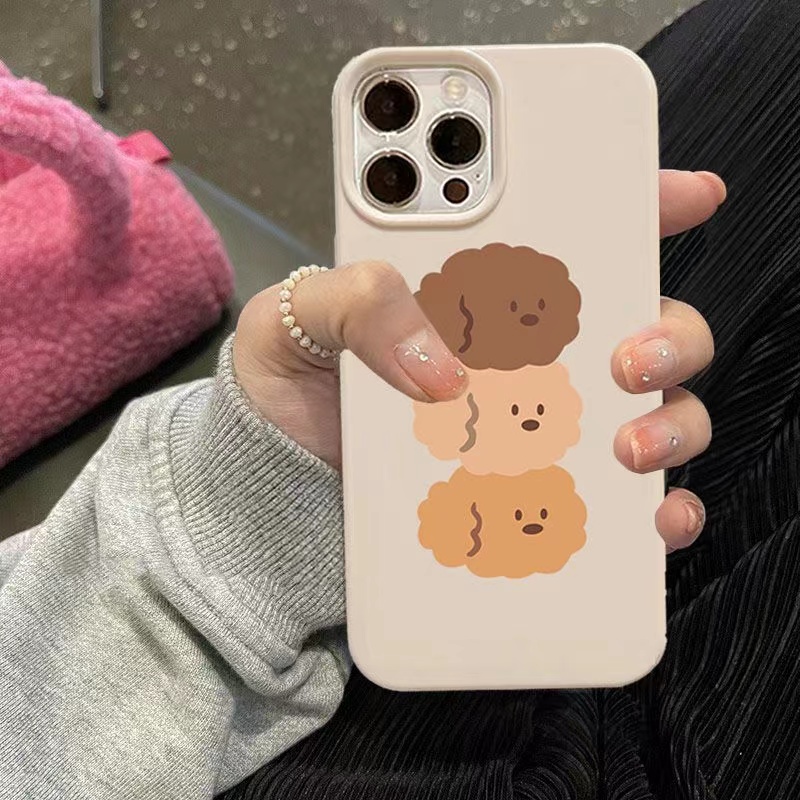 Ins Anjing Keriting Cocok Untuk Iphone14 14pro 14plus 13 13pro 13prm iPhone 11 7Plus 8Plus Xr XS 13 12 Pro Max Empat Sudut Casing Ponsel Tahan Guncangan