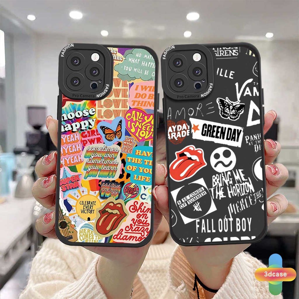 Lembut TPU Penutup Belakang Kompatibel Untuk For IPhone 13 12 11 PRO MAX 6 7 6S 8 Plus X XR XS MAX Se 2020 6SPlus 7Plus 6Plus 8Plus XSMAX Ins Fashion Trendi Merek Stiker Label Huruf Kupu-Kupu Case