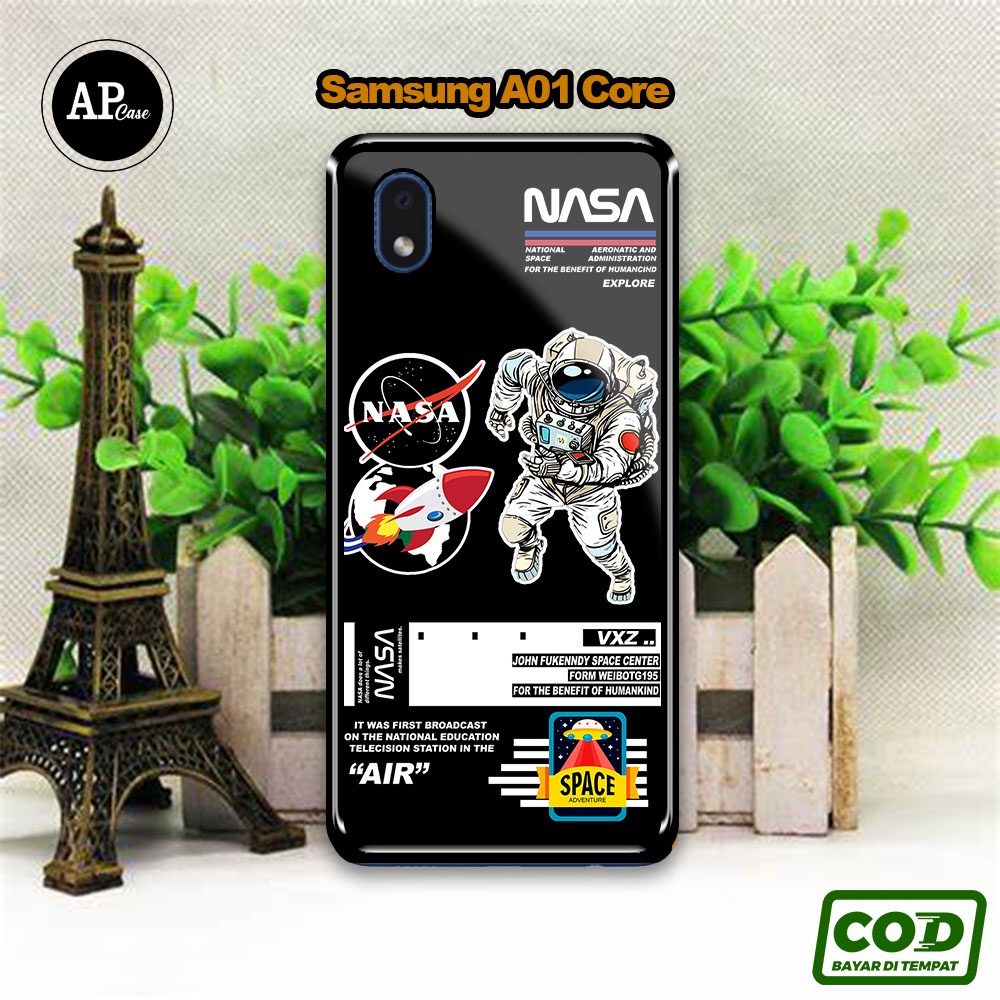 Case SAMSUNG A01 CORE Hardcase 2D Glossy Case Motif Nasa Series Terbaru - Custom Case - Casing Hp - 