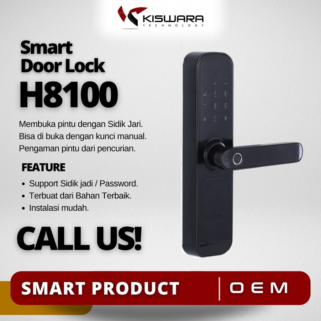 Smart Door Lock With Fingerprint H8100 - BLACK [LEFT]