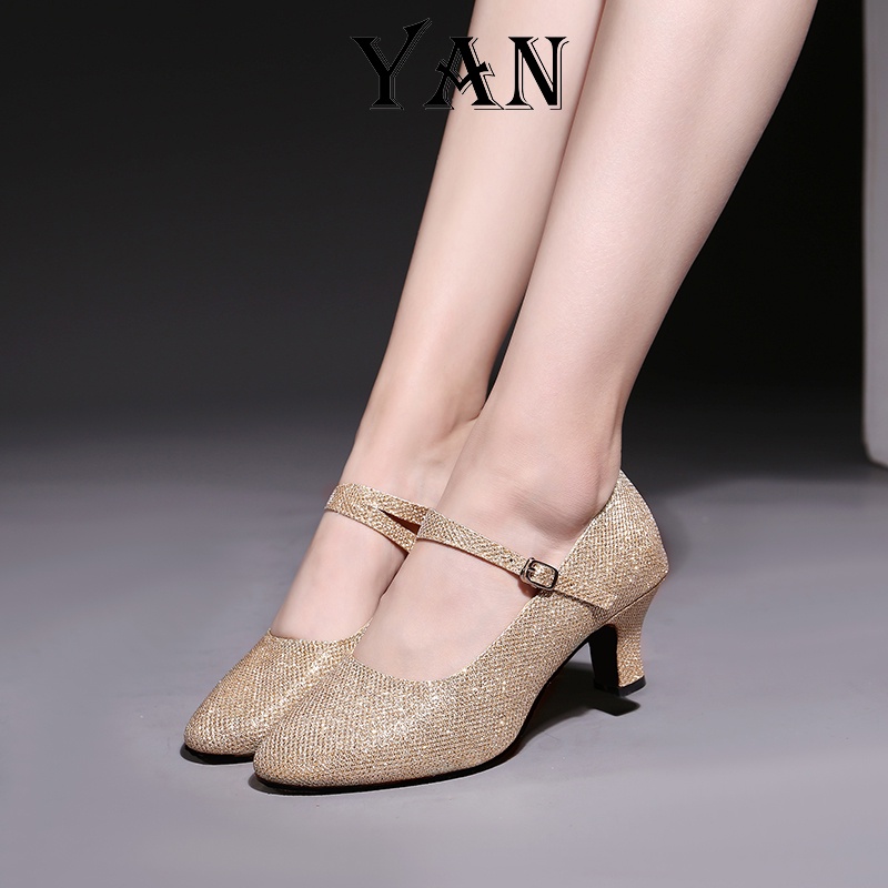 YAN Sepatu Dansa Latin/ Line Dance Sepatu Hak 5cm Sepatu Dance Wanita