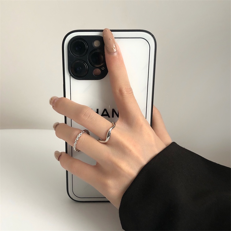 YEEZII 2pcs/set Fashion Set Cincin Perak Tidak Teratur Untuk Wanita Vintage Gelombang Jari Rings Perhiasan Aksesoris