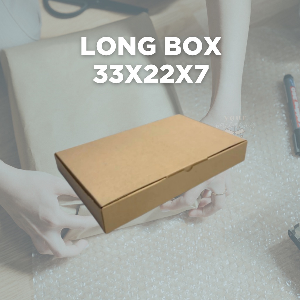 

LONG BOX // KARDUS DIE CUT KARTON COKLAT PACKAGING 33x22x7 / DUS PACKING HAMPERS / DUS KEMASAN BAJU / CORRUGATED BOX / KARDUS PACKING TAS