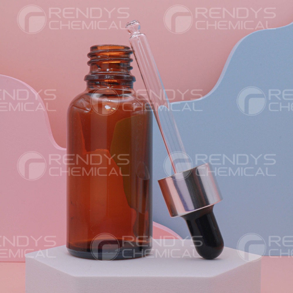 Botol Pipet Kaca Tebal Amber 30ML / Glass Bottle Pipette 30 ML Gold Silver Ring / Dropper Bottle / Botol Pipet Tetes