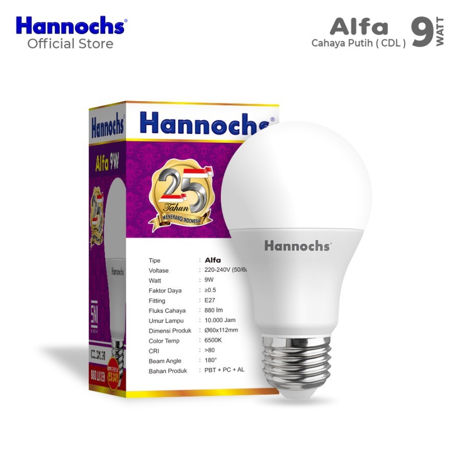 Hannochs - Lampu LED Alfa - 9 watt - cahaya Putih