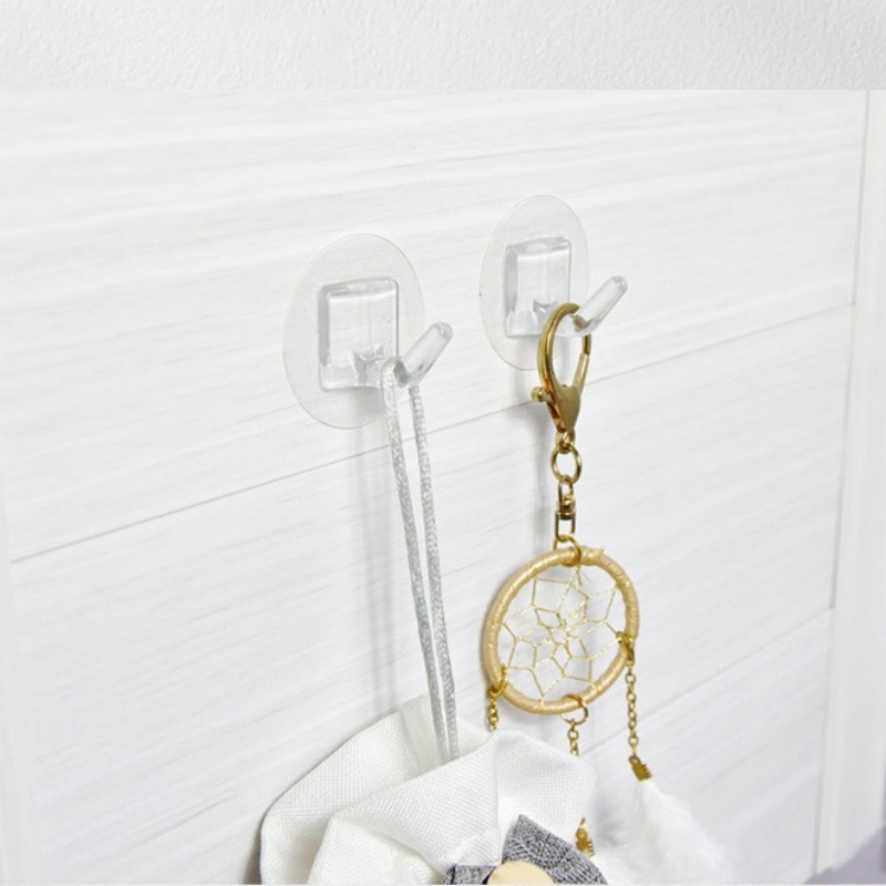 5 / 10 / 20Pcs Wall Self Adhesive Round Transparent Traceless Hook / Quality Plastic Waterproof Towel Hanging Rack / Home Portable Mini Storage Hooks