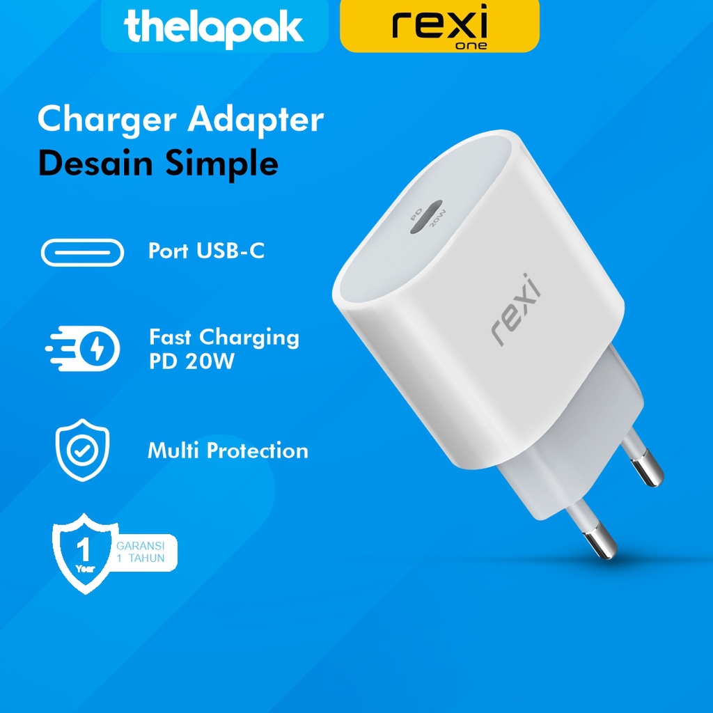 Charger Type C PD20W Rexi CG20 Travel Adapter Fast Charging QC3.0 Single Port Garansi