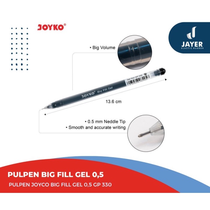 Pulpen joyko big fill gel 0 5mm  BallPoint Joyko