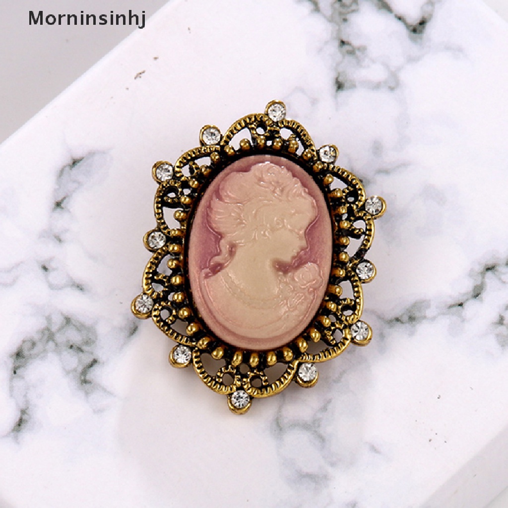 Mornin Pernikahan Retro Cameo Mutiara Kristal Berlian Imitasi Bros Pin Bunga Wanita Perhiasan id