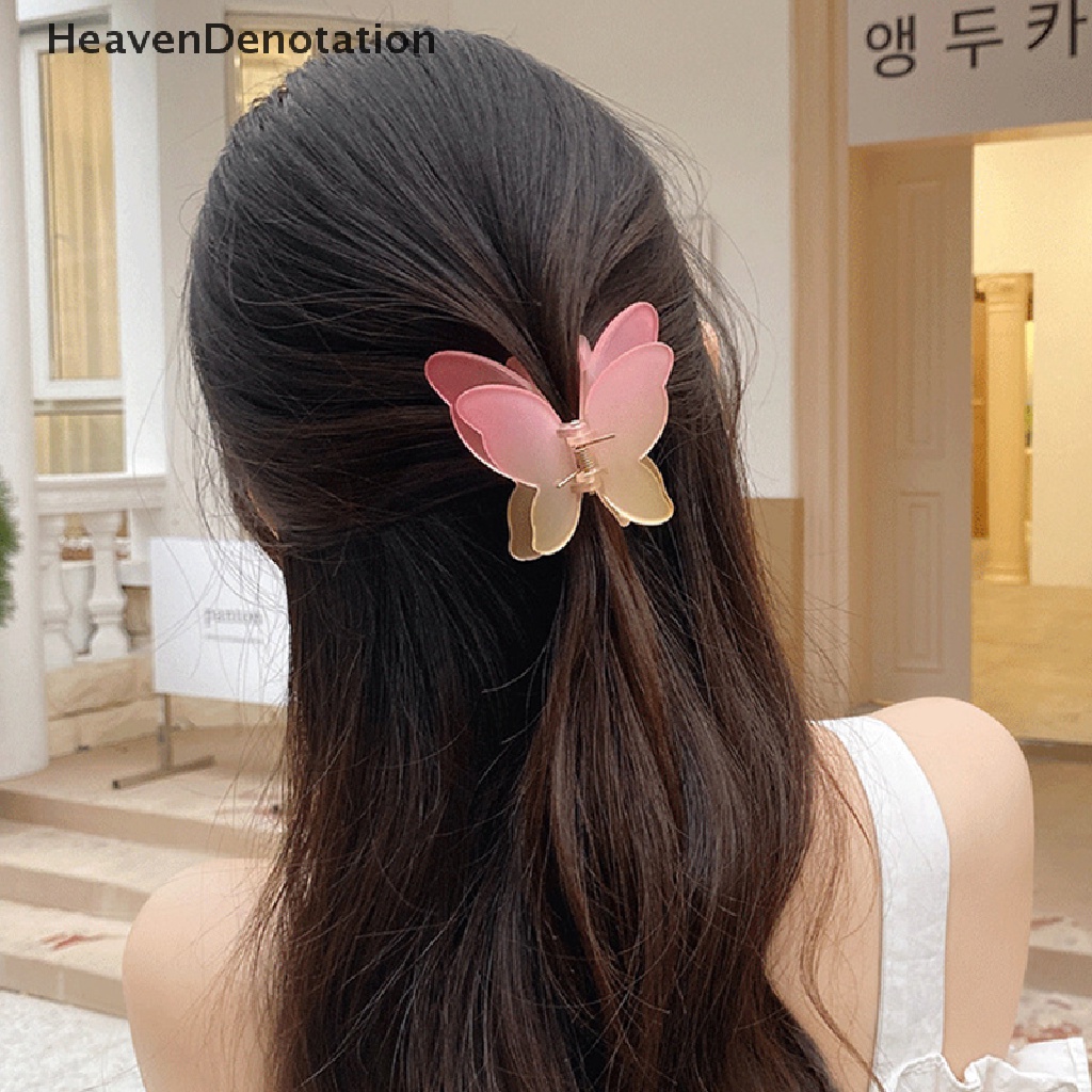 [HeavenDenotation] Double Layer Besar Kupu-Kupu Rambut Cakar Mode Permen Warna Gradien Tie-Dye Berwarna Styling Alat Jepit Gadis Hair Clip Aksesoris Rambut Wanita HDV