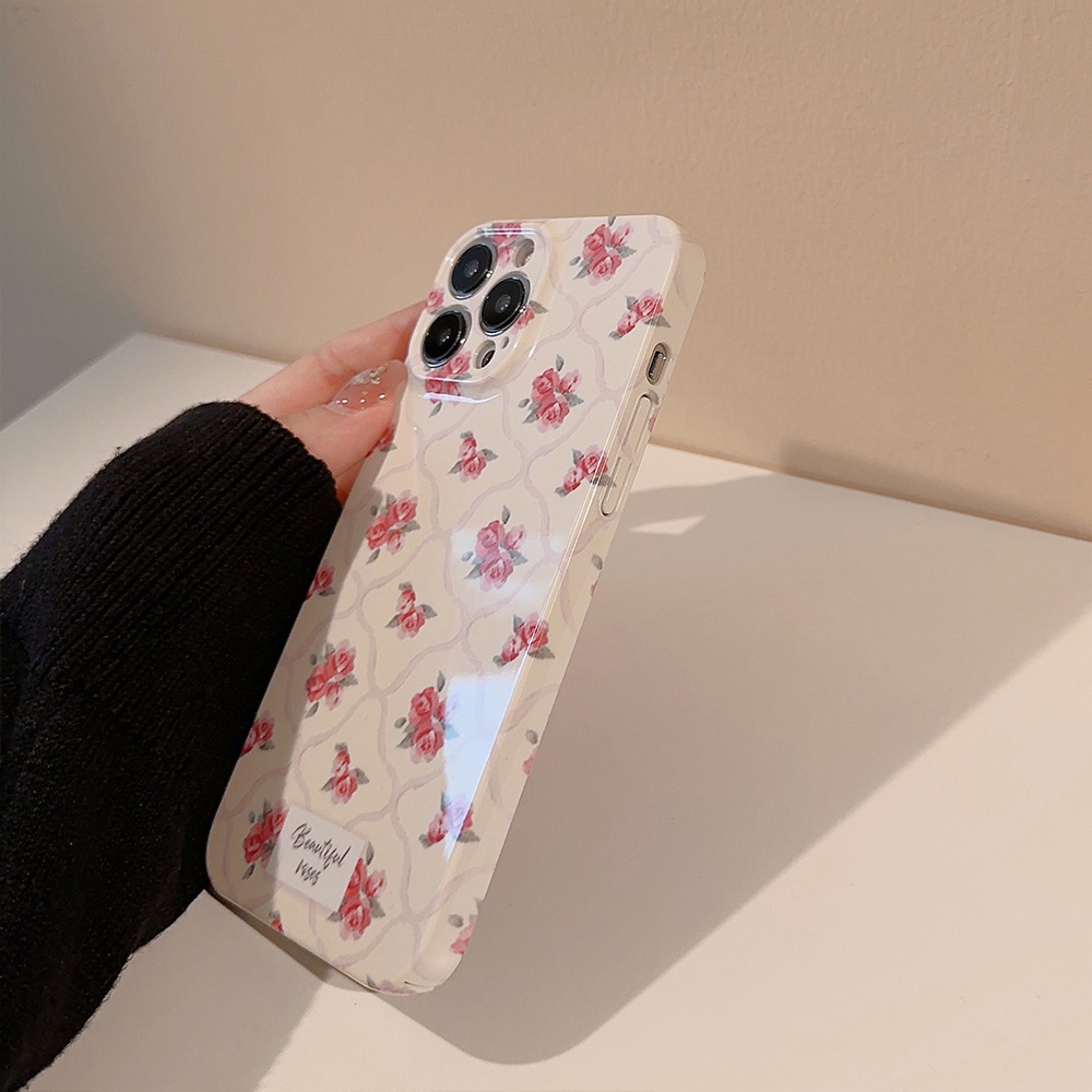 Ins Pink Flower Hard Shell Case Untuk Iphone SE 2020 7 /8 Plus 14x XR XM 11 12 13 PRO MAX Casing Pelindung Cove AT0050r