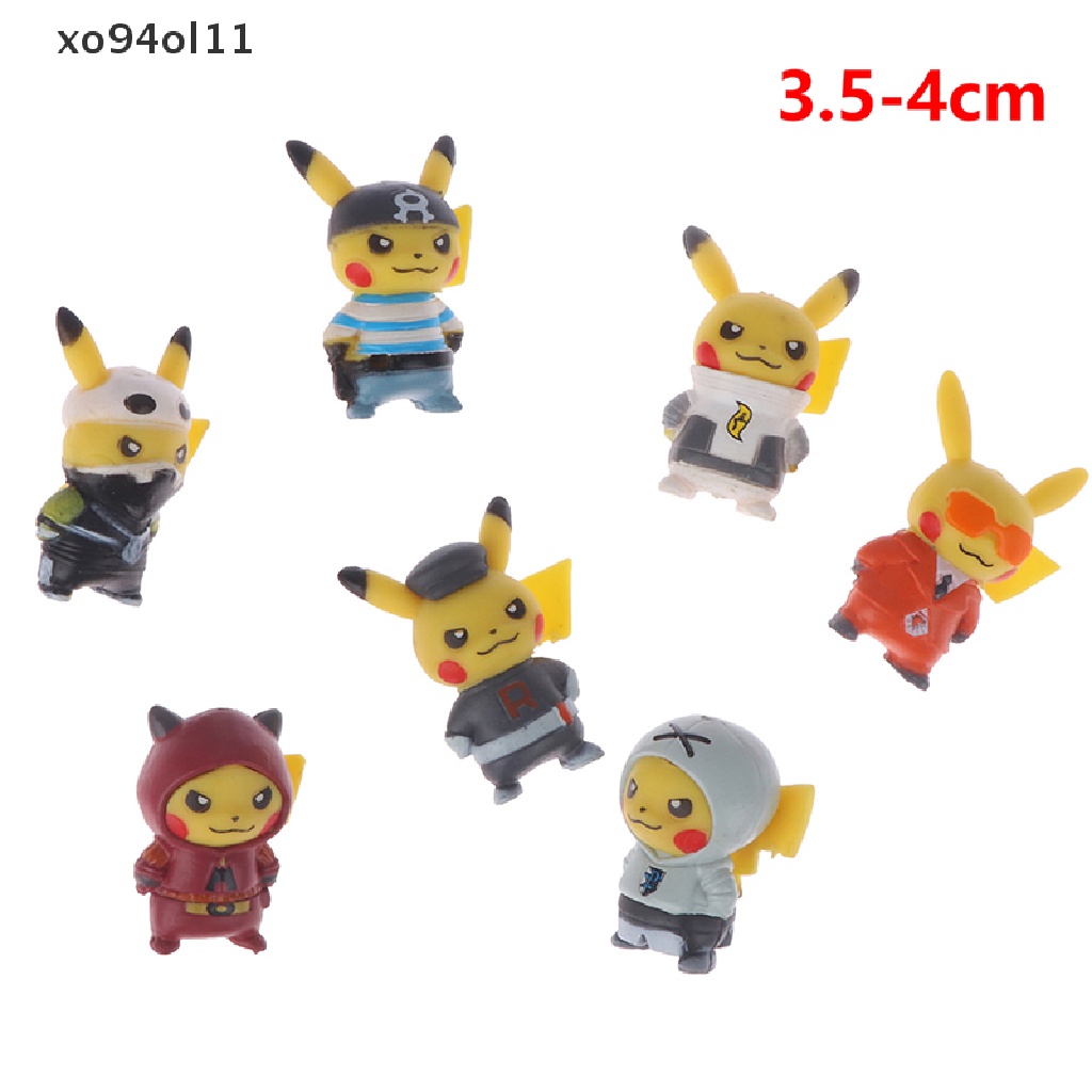 Xo 1Set Figure Anime Pokemon Pikachu 7gaya Mainan Prank Dress Up Model Ornamen OL