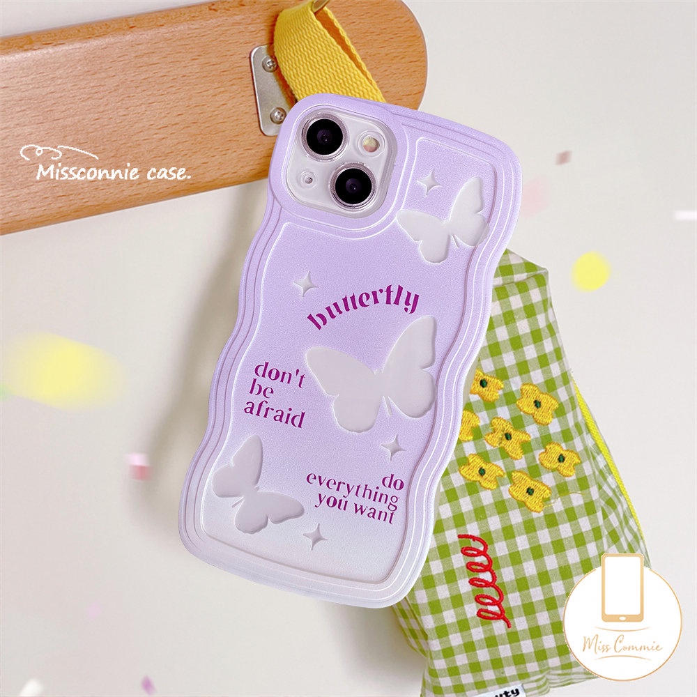 Butterfly Case Kompatibel Untuk Samsung A14 A50 A04s A12 A04E A04 A23 A03s A13 A31 A32 A21s A53 A52 A50s A22 A52s A11 A33 A02s A30s A20 Gradasi Ungu Fantastis Wavy Edge Soft Cover