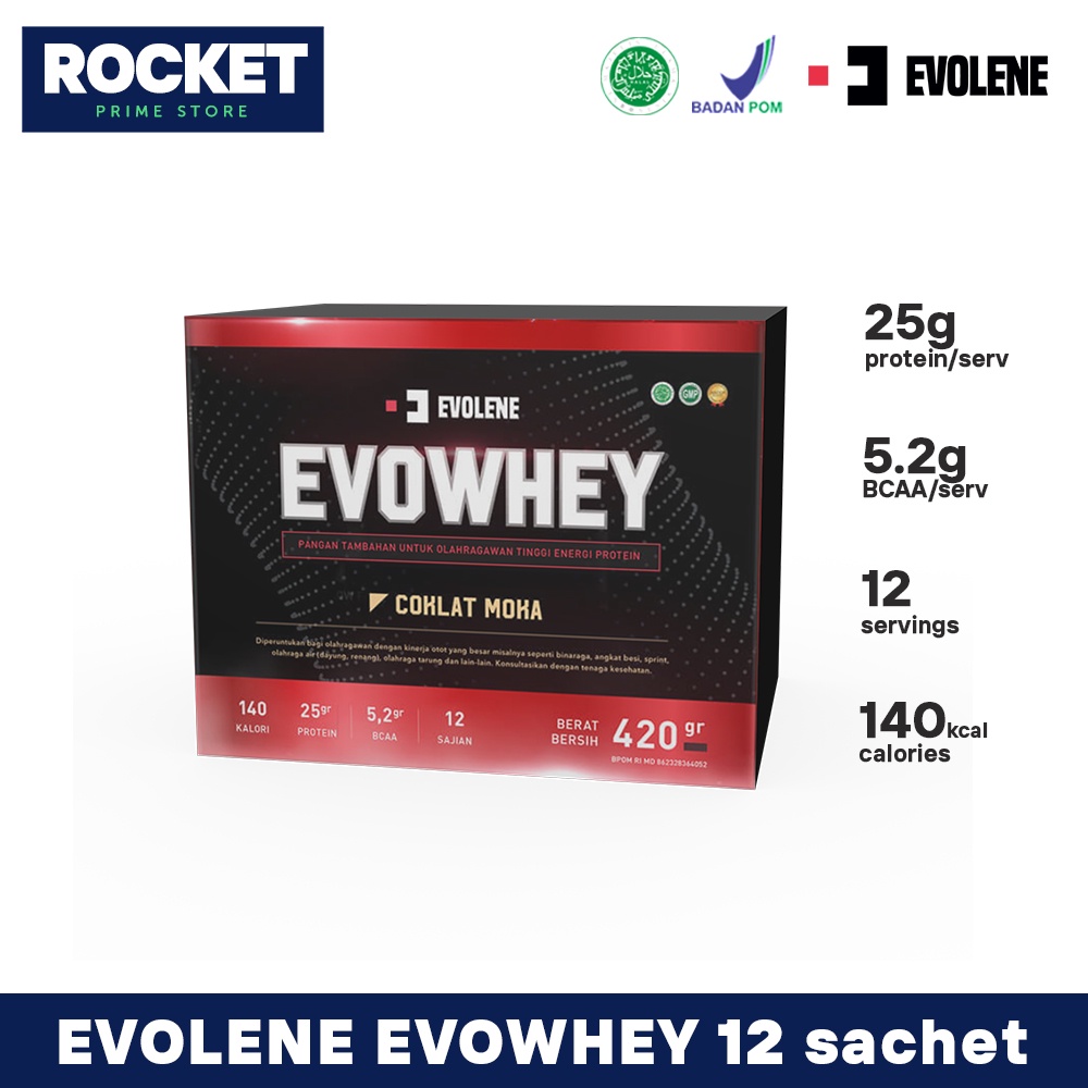 Evolene Whey Protein 456 Gram Gr 456gr BPOM 12 Sachet Sachets