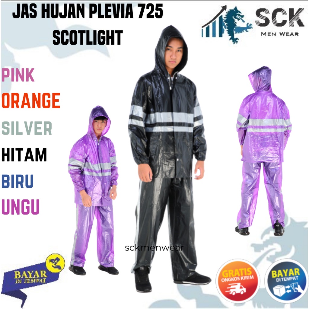 Jas Hujan PLEVIA 725 Dewasa Polos Scotlight / Setelan Mantol Baju Celana Tebal - sckmenwear GROSIR