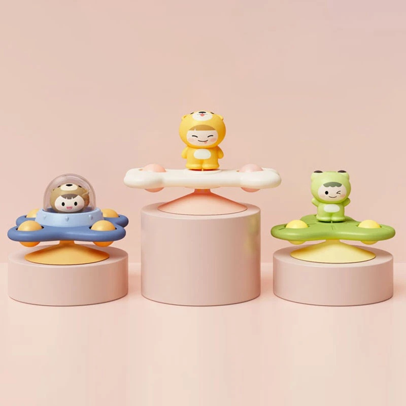 Kartun Bayi Tangan Spinner Mainan Beruang Katak UFO Berputar Mainan Kerincingan Balita Tangan Gelisah Sensory Mainan Tahan Air Mandi Mainan Dengan Suction Cup Untuk Anak 1sampai5tahun