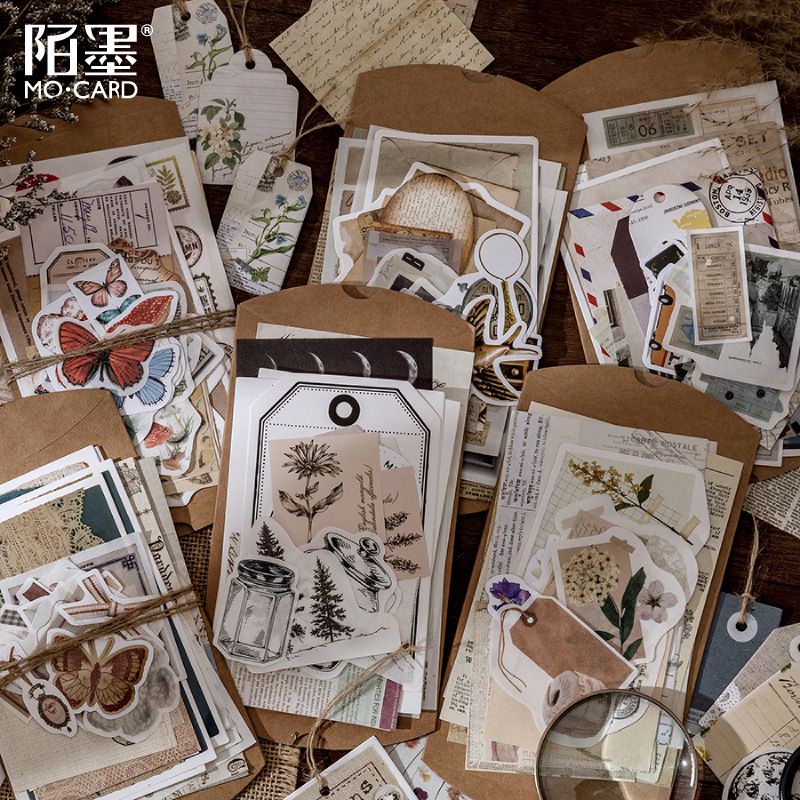 

scrapbook set stiker dan memo vintage stickers kupu kupu lab bunga kering kampus stiker planner