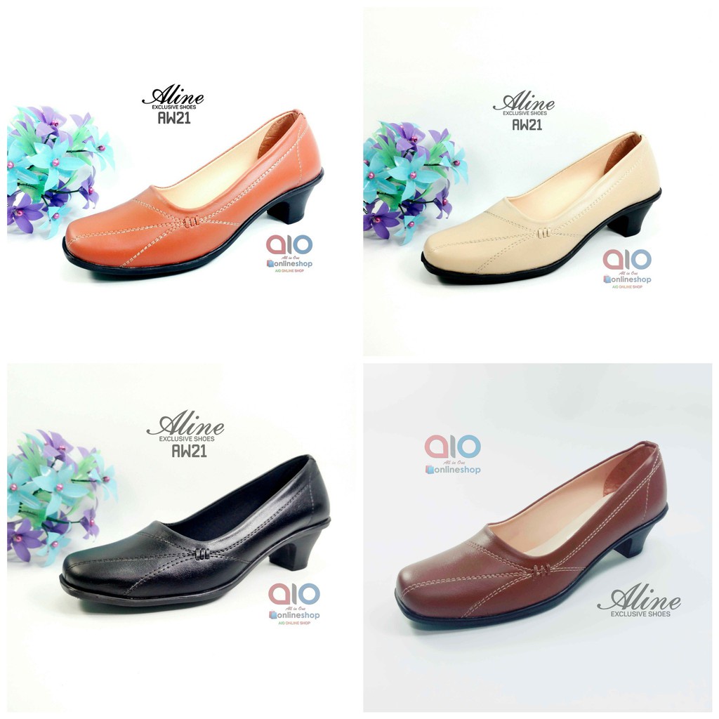 Sepatu Pantofel Wanita Hak 5 Cm Pump Big / Chunky Heels Hitam Formal Guru Kantor Kerja AW21