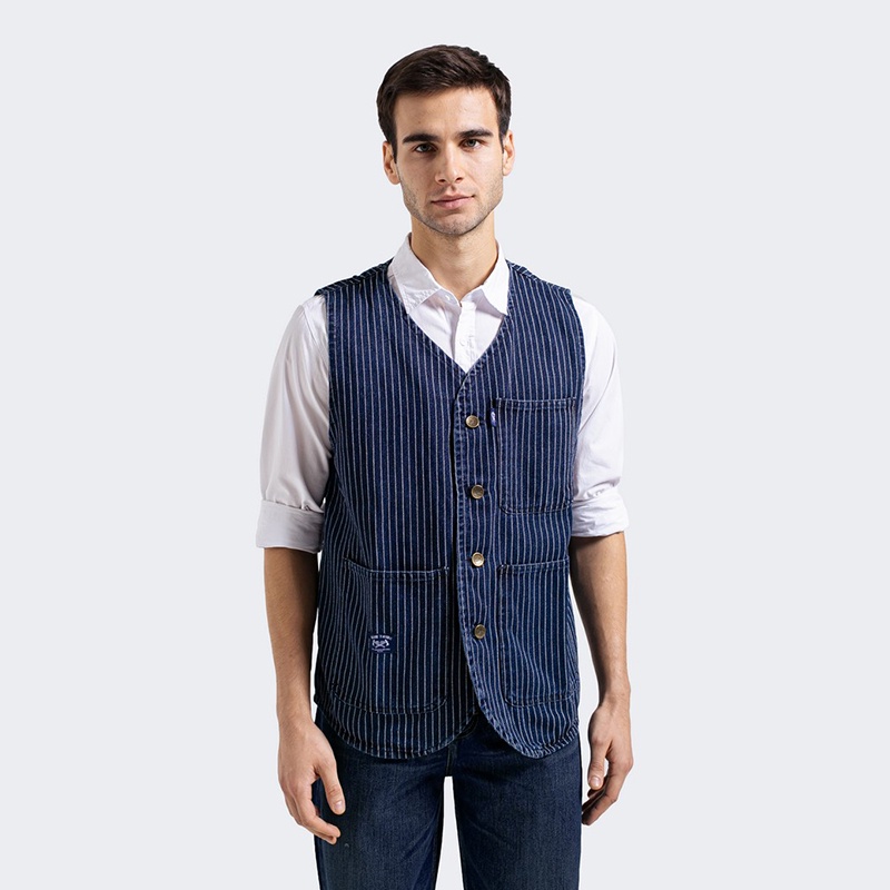 FMC Speed Supply rompi denim Wabash Vest Blue stripe 061222