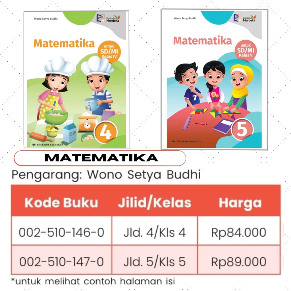 Buku Pelajaran Matematika Kelas 4 &amp; 5 Kurikulum Merdeka Erlangga