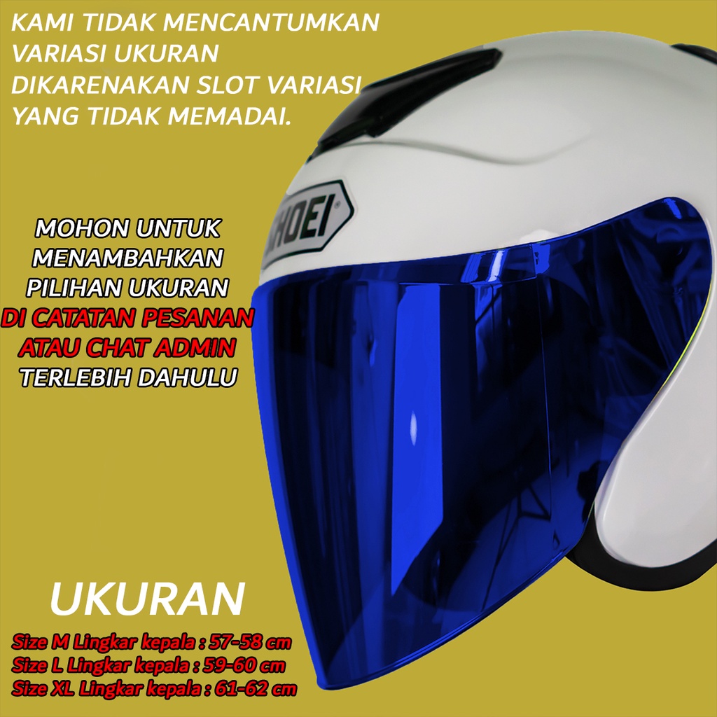 Helm Half Face MLA Kyoto / CREAM Kaca Visor Gold-Blue-Hitam Iridium / Helm Premium SNI untuk Pria Dan Wanita Dewasa COD