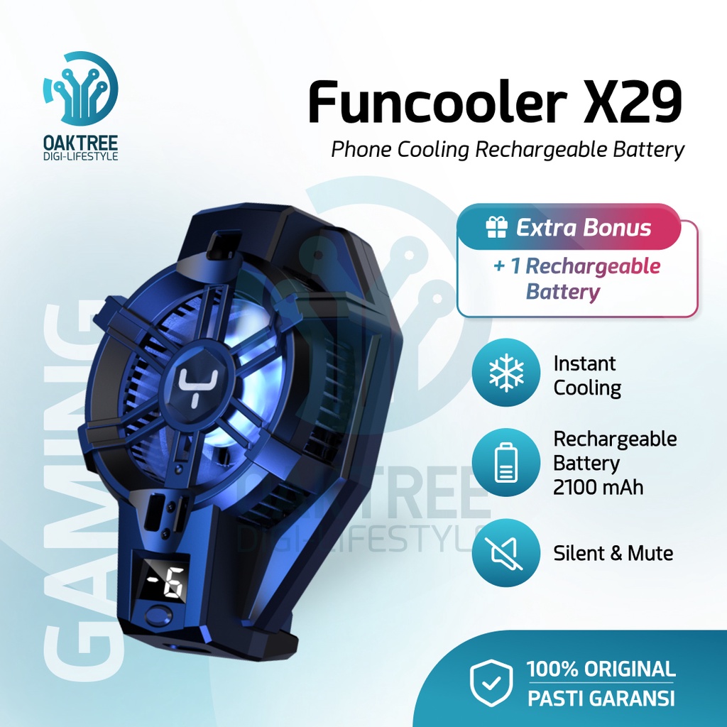 Funcooler X29 Fan Cooler Radiator Pendingin HP Cooling Fan Gaming Rechargeable Battery