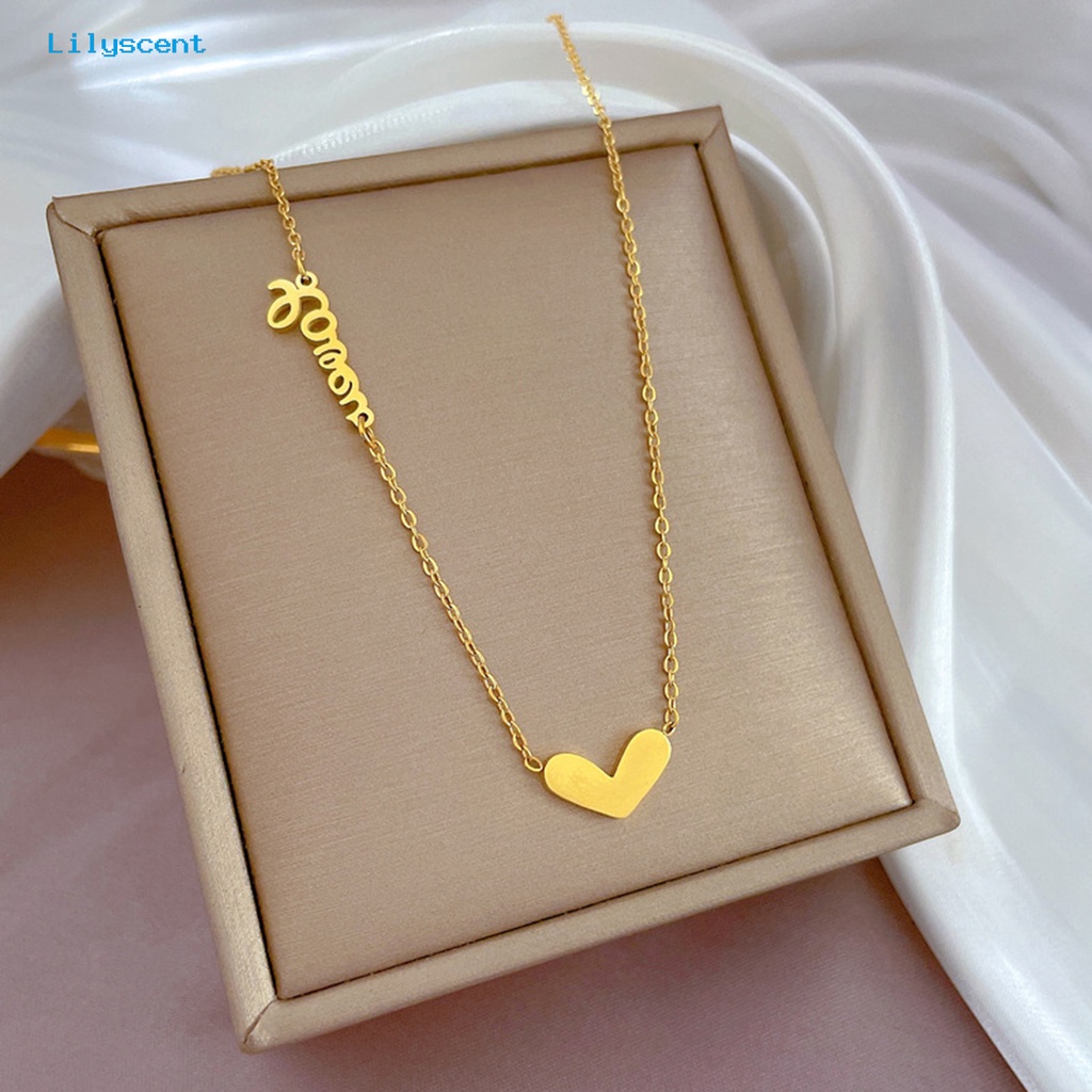 [LS] Liontin Kalung Non Tarnish Bright Luster Menghindari Lembab Geometris Liontin Temperamen Leher Dekorasi Fashion Item Baja Titanium Huruf Rantai Kalung Perhiasan Aksesori