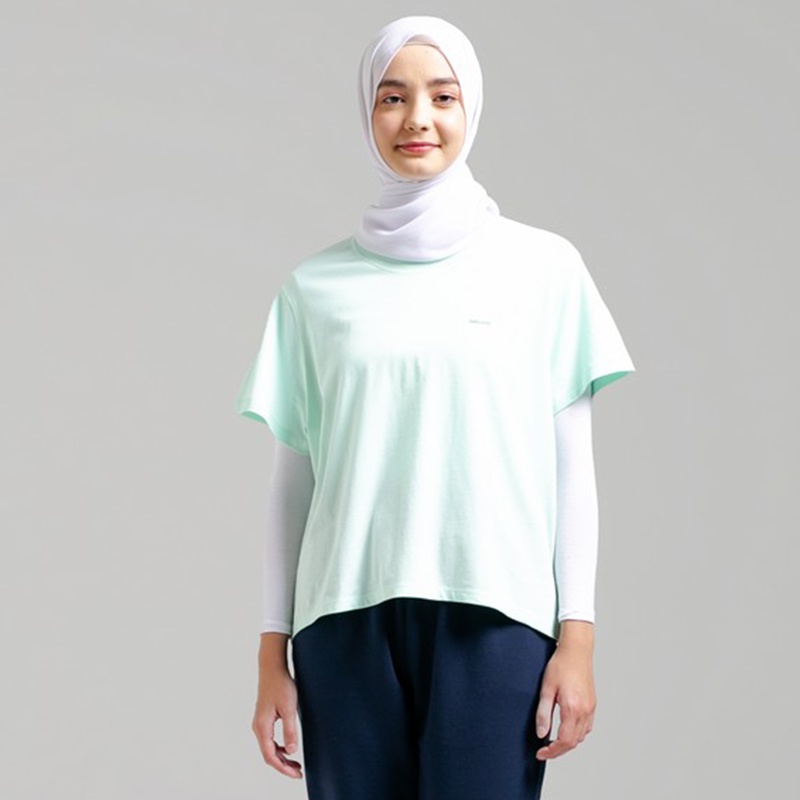 3Second Original Kaos Wanita Polos Lengan Pendek 100% Katun Tshirt Basic Hijau 120822