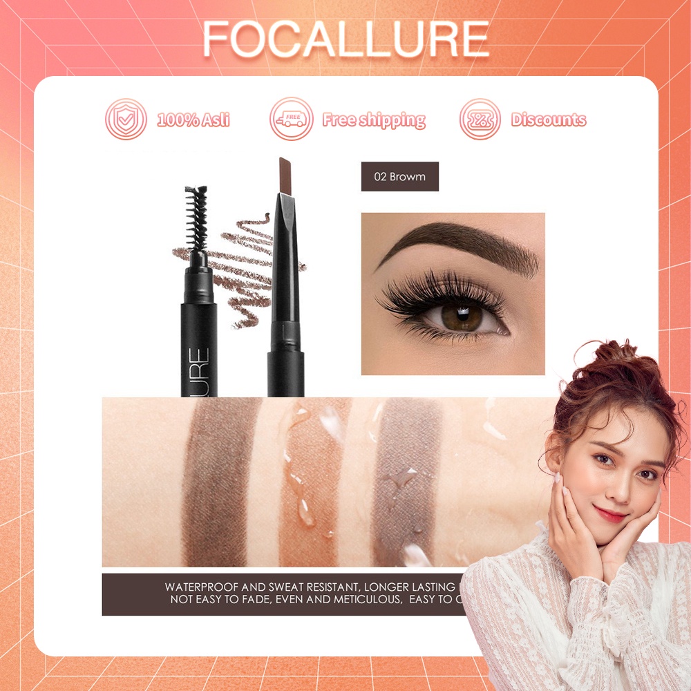 FOCALLURE Somethinc Eyebrow Teardrop Brow Definer Alis Eyebrow Pencil Tahan Lama Anti Air FA18