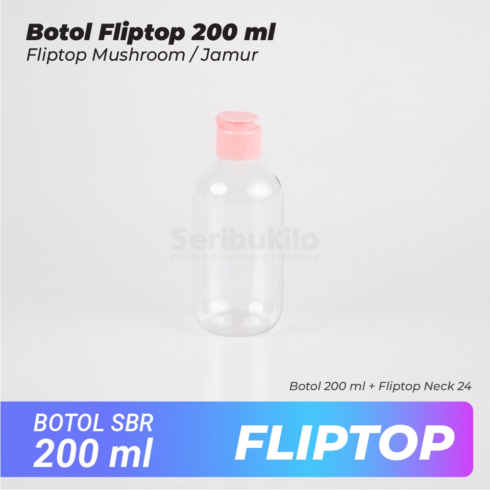 Botol Fliptop SBR 200 ml/Botol PET 200 ml Fliptop Mushroom/Jamur SBR