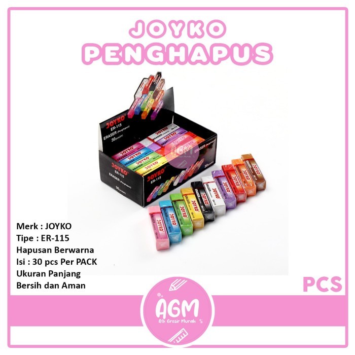 

JOYKO - Penghapus ER-115 Berwarna Ukuran Sedang - Box