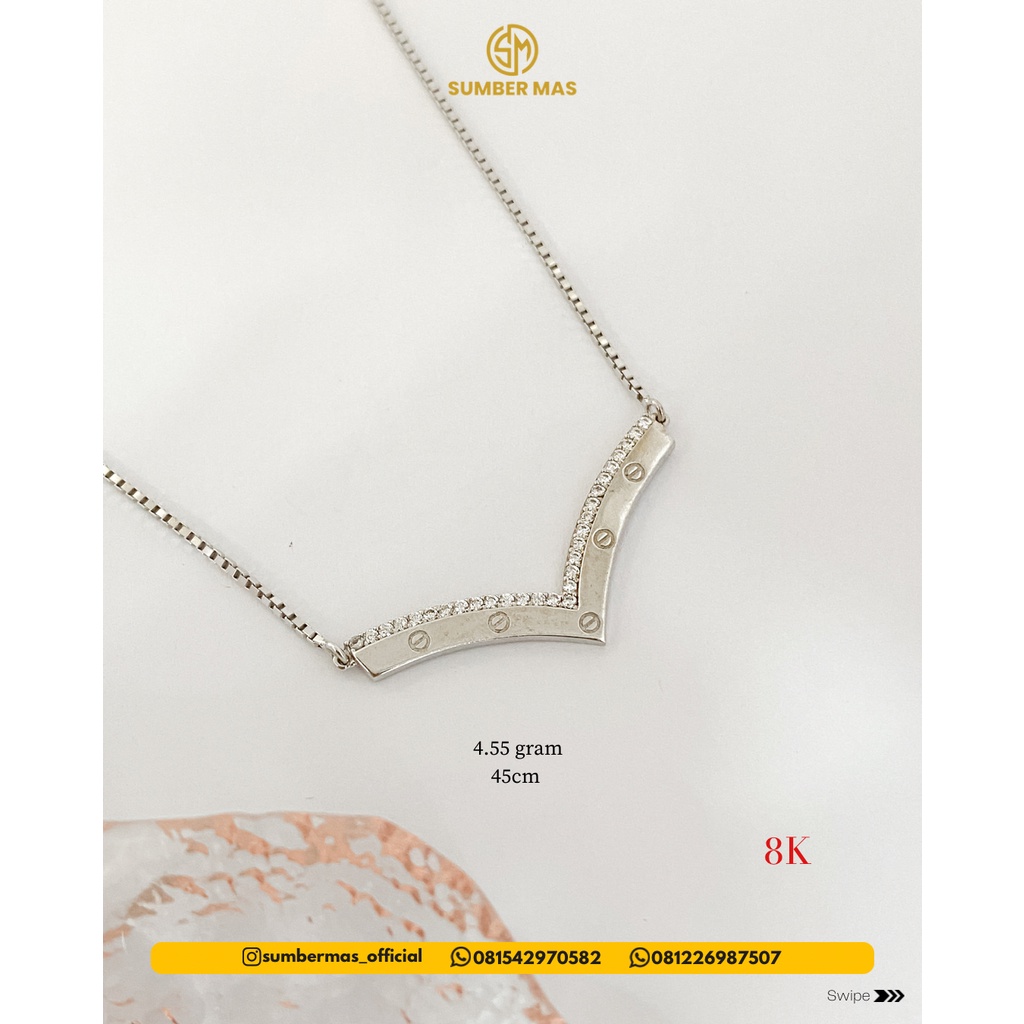 AUREL WHITE GOLD NECKLACE 8K - SUMBER MAS